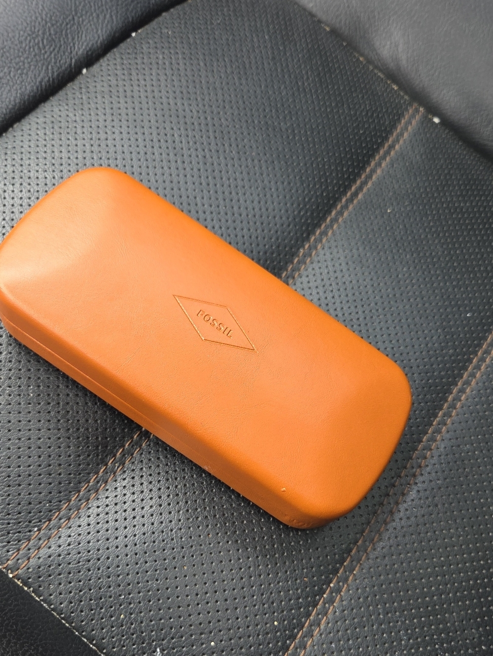 Fossil Orange Leather Eyeglass Case